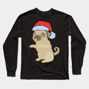 Dog with santa hat 02 Long Sleeve T-Shirt